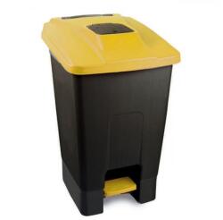PLANET Szelektív hulladékgyűjtő konténer, műanyag, pedálos, fekete/sárga, 100L