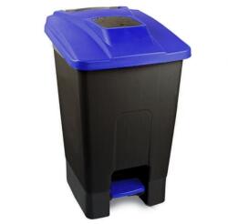 PLANET Szelektív hulladékgyűjtő konténer, műanyag, pedálos, fekete/kék, 100L - klin