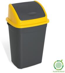 PLANET Billenőfedeles szemetes kuka, műanyag, antracit/sárga, 50 L - klin