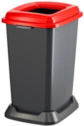 PLANET Szelektív hulladékgyűjtő konténer, műanyag, nyitott fedeles, piros, 50L - klin