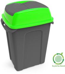 PLANET Hippo Billenős Szelektív hulladékgyűjtő szemetes, műanyag, antracit/zöld, 50L - klin