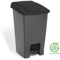 PLANET Szelektív hulladékgyűjtő konténer, műanyag, pedálos, antracit/fekete, 70L - klin
