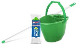 Bonus Felmosó szett-vödör ZÖLD 11L csavaró kosár, felmosó nyél 120cm Softmop 160gr - klin