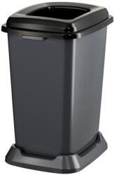 PLANET Szelektív hulladékgyűjtő konténer, műanyag, nyitott fedeles, fekete, 50L - klin
