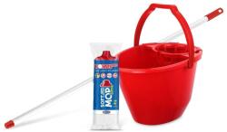 Bonus Felmosó szett-vödör PIROS 11L csavaró kosár, felmosó nyél 120cm Softmop 160gr