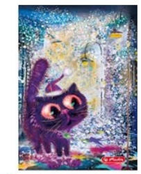 Herlitz City - Crazy Cats Lila cica kockás füzet, (A5/60) FÓLIÁS fedlappal! (H_2020_09575382_lila)