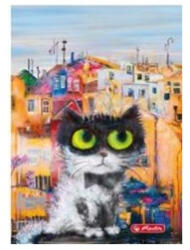 Herlitz City - Crazy Cats Fekete cica kockás füzet, (A5/60) FÓLIÁS fedlappal! (H_2020_09575382_f)