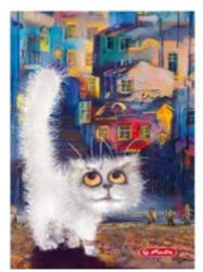 Herlitz City - Crazy Cats Fehér cica kockás füzet, (A5/60) FÓLIÁS fedlappal! (H_2020_09575382_fe)