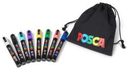 uni Dekormarker készlet, 1, 8-2, 5 mm, UNI Posca Pouch PC-5M , 8 különböző szín, tartóval (2UPC5MPOUCH) - molnarpapir