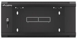 Lanberg WFFA-5604-10B 19" 4U SZÉL: 570mm MÉLY: 600mm MAG: 277mm lapraszerelt üvegajtós fekete fali rack szekrény - 3bnetwork