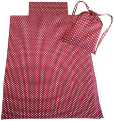  Aztadejó meggypiros fehér pöttyös ágynemű hátizsákba csomagolva 100x135 cm 30x40 cm (AZTAAGY14)