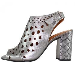Dogati Sandale dama, argintiu, elegant, din piele naturala, cu toc, Dogati 672-578-Argintiu (Marime: 38) (672-578-Argintiu-38)