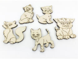  Natúr fa - Cica szett 5db/csomag - festéshez és dekorációhoz