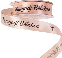 Valex Decor Nyugodj Békében" feliratos szatén gyász szalag 20mm x 20m - Pezsgő (DX20-53)