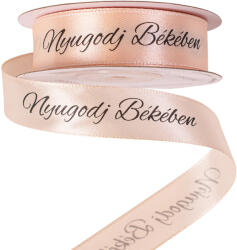  Nyugodj Békében" feliratos szatén gyász szalag 20mm x 20m - Pezsgő (DX20-44)