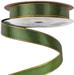  Szatén szalag arany szegéllyel 16mm x 20m - Sötétzöld (SG16-58)