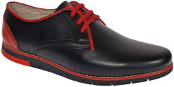 Lucianis Style Pantofi barbati casual din piele naturala Negru si Rosu Marimea 40, marimea 40