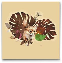  Festés számok szerint - Róka és monstera Méret: 50x50cm, Keretezés: Műanyagtáblával