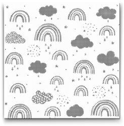  PontPöttyöző - Szivárvány, felhő és esőcseppek Méret: 50x50cm, Keretezés: Keret nélkül (csak a vászon), Szín: Kék