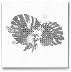  PontPöttyöző - Róka és monstera Méret: 50x50cm, Keretezés: Keret nélkül (csak a vászon), Szín: Zöld