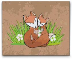  Festés számok szerint - Rókacsalád a fűben Méret: 30x40cm, Keretezés: Műanyagtáblával