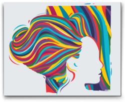  Festés számok szerint - Nő színes hajjal Méret: 30x40cm, Keretezés: Kartonlemezen