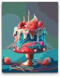  Festés számok szerint - Születésnapi torta Méret: 40x50cm, Keretezés: Műanyagtáblával