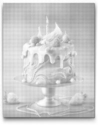  PontPöttyöző - Születésnapi torta Méret: 30x40cm, Keretezés: Keret nélkül (csak a vászon), Szín: Kék