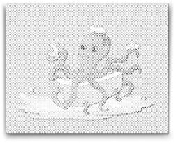  PontPöttyöző - Polip a fürdőkádban Méret: 30x40cm, Keretezés: Keret nélkül (csak a vászon), Szín: Zöld