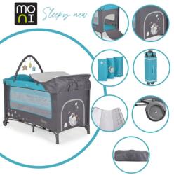 Moni Sleepy összecsukható luxus utazóágy 2 szint+pelenkázó+játékhíd türkiz