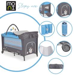 Moni Sleepy összecsukható luxus utazóágy 2 szint+pelenkázó+játékhíd kék