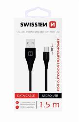 SWISSTEN ADATKÁBEL USB / MICRO USB 1, 5 M FEKETE (9mm) (71504303)