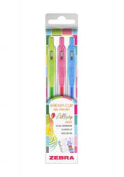 Zebra Zseléstoll készlet, 0, 33 mm, nyomógombos, 'Sarasa Clip Lollipop', 3 különböző szín (TZ99431) (TZ99431)