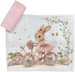Bambino Casa Муселинови пелени Bambino Casa - Rose Rabbit Bicycle, 80 х 80 cm, 2 броя (3904) - ozone