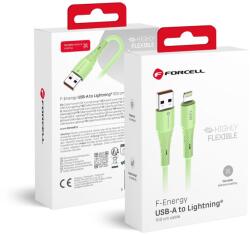 Forcell Zöld FORCELL F-ENERGY C343 kábel USB A-ról Lightning-re 2, 4A 12W Szilikon 1 m