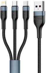 FONENG 3in1 USB-ről USB-C / Micro USB / Lightning kábel, 3A, 1m (Fekete) Foneng X51