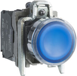 Schneider Electric Harmony XB4 - XB4BW36G5 - komplett fém LED világító nyomógomb, Ø22, visszatérő, 1NO+1NC, 120VAC, kék (XB4BW36G5)