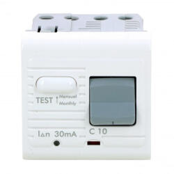 Legrand 77531 Program Mosaic 1P áramvédő kapcsoló 10A 2m, 30mA, fehér (77531)