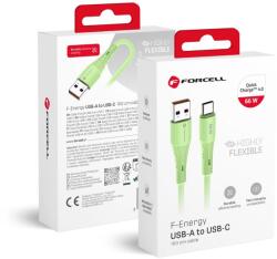 Forcell F-ENERGY C342 kábel USB-A-ról Type-C-re QC4.0 3A 66W Szilikon 1 m zöld
