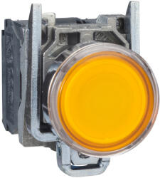 Schneider Electric Harmony XB4 - XB4BW35G5 - komplett fém LED világító nyomógomb, Ø22, visszatérő, 1NO+1NC, 120VAC, narancssárga (XB4BW35G5)