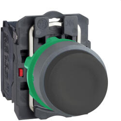 Schneider Electric Harmony XB5 - XB5AP21C0 - komplett műanyag nyomógomb, Ø22, gumisapkás, kiálló, visszatérő, 1NO, fekete, szürke körgyűrű (XB5AP21C0)