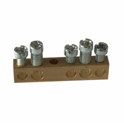 Legrand 134000 PractiboxS csavarral rögzíthető csupasz sárgaréz PE elosztókapocs, 5 kötési pont, 2x16mm2 + 3x10mm2, Icc=6 kA (134000)
