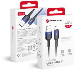 Forcell F-ENERGY C352 USB A - Type C kábel QC4.0 3A 66W Színátmenetes 1 m fekete