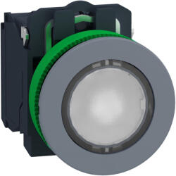 Schneider Electric Harmony XB5 - XB5FW31M5C0 - panelbe süllyesztett komplett műanyag LED világító nyomógomb, Ø30, 1NO, 230VAC, fehér, szürke körgyűrű (XB5FW31M5C0)