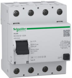 Schneider Electric Acti9 RCCB-ID áram-védőkapcsoló, B osztály, 4P, 125A, 300mA-S A9R45492 Schneider (A9R45492)