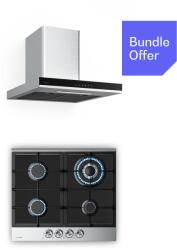 Klarstein Verosteel gázfőzőlap + Verosteel kéményelszívó | rozsdamentes acél | 60 cm (10047395+10047433) (10047395+10047433)