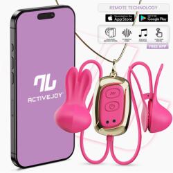 InToYou App Series Tickly Vibrating Nipple Clamps with Necklace & App Pink