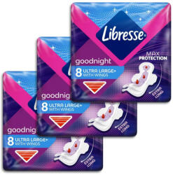Libresse Ultra Large+ Goodnight szárnyas éjszakai egészségügyi betét (3x8 db)