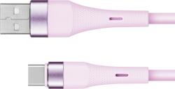Krüger&Matz USB kábel - USB Type-C 1 m szilikon rózsaszín Kruger&Matz Basic (KM1268-1P)
