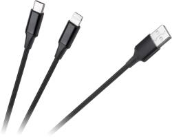 Cabletech Kábel USB A csatlakozóval - USB C csatlakozóval / lightning csatlakozóval (2 az 1-ben) 1m (KPO3944)
